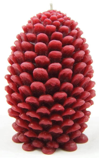 Beeswax Pinecone Candle - Cranberry Colored